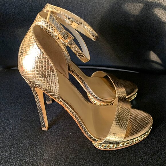 Michael Michael Kors "Jordyn" Metallic Snake Embossed Leather Platform Size: 8M - Picture 6 of 10